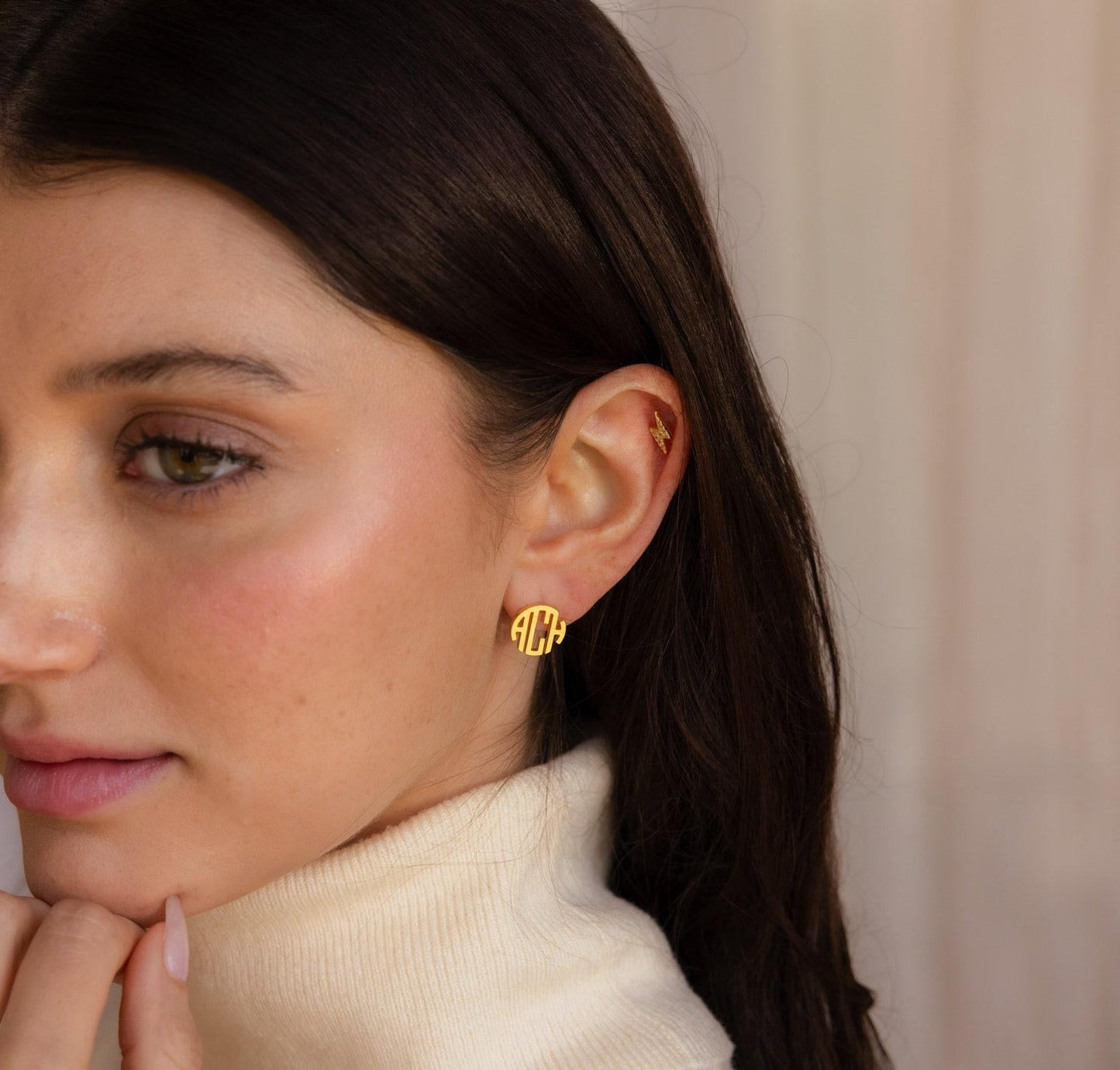 Dainty Block Monogram Earrings