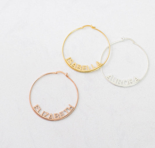 Personalized Large Sterling Silver Hoops