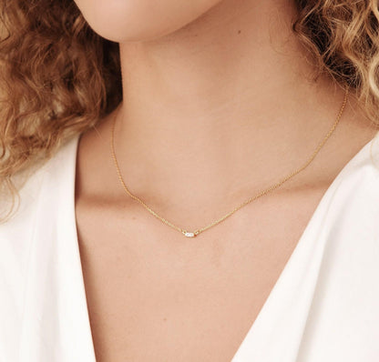 Personalized Baguette Diamond Necklace in Gold