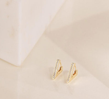 Pave Triangle Huggie Hoop Earrings