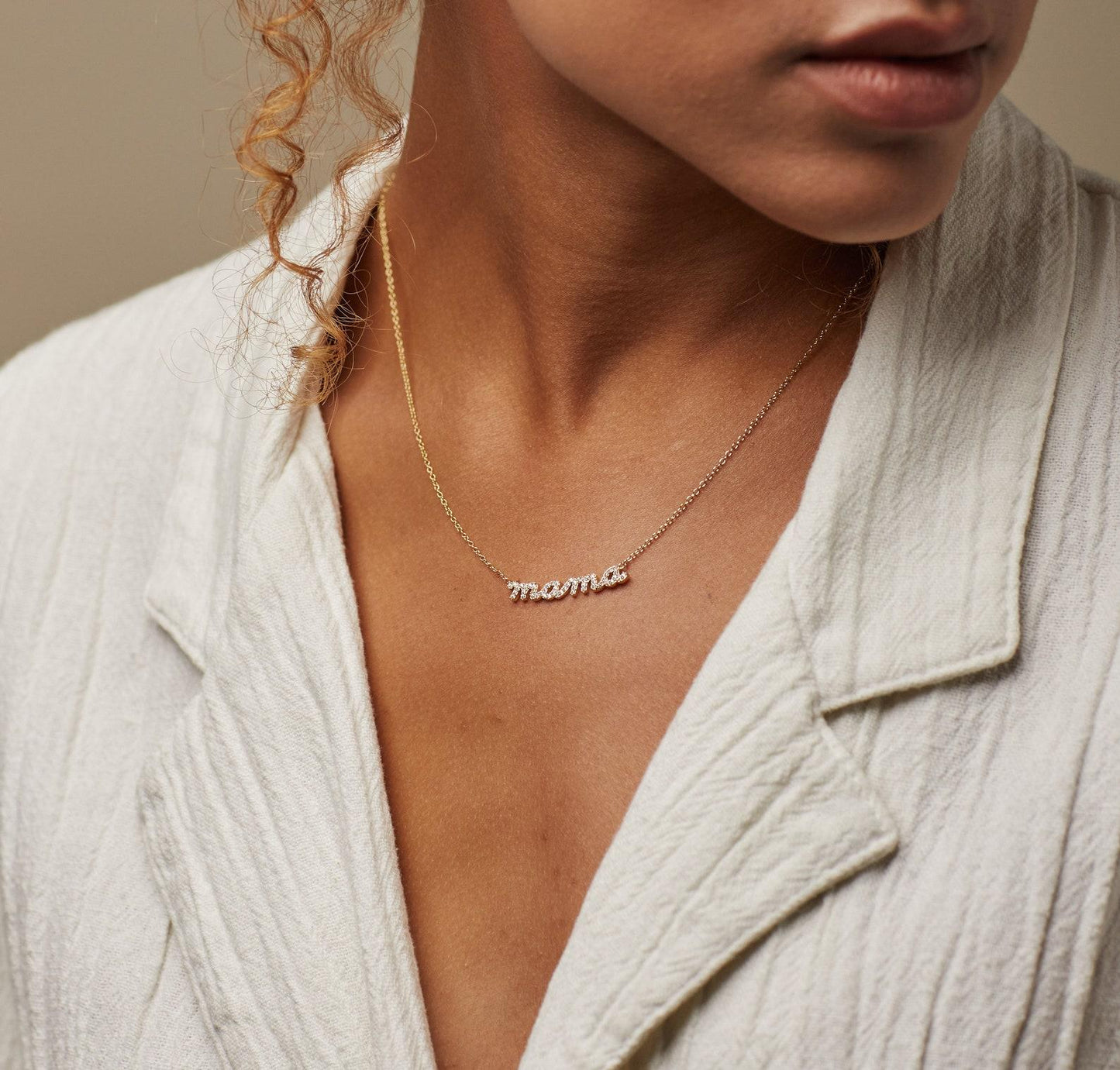 Personalized Mama Script Necklace in Silver, Gold, Rose Gold