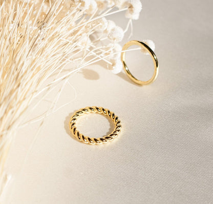 Personalized Twisted Gold Stacking Ring