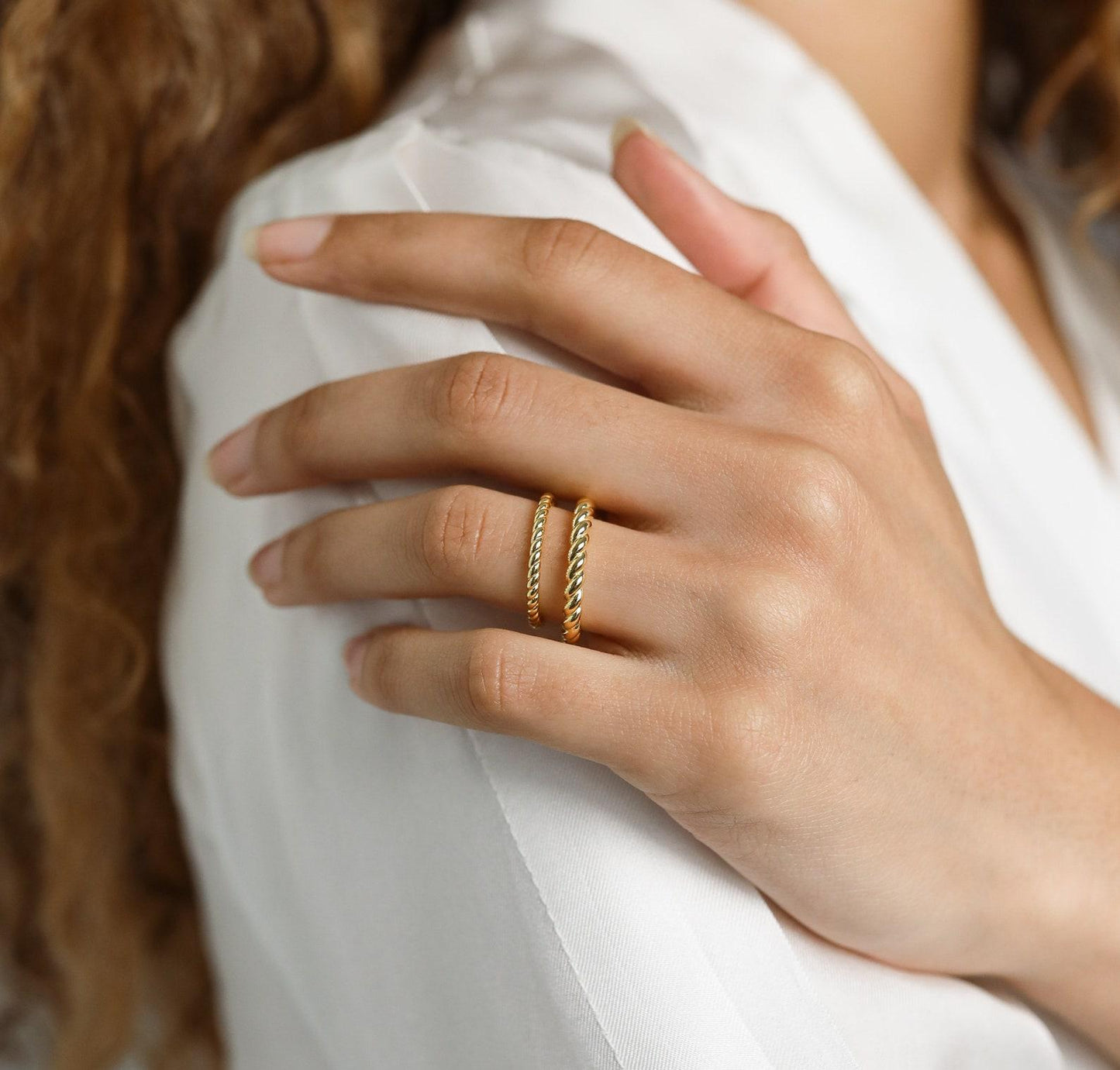 Personalized Twisted Gold Stacking Ring