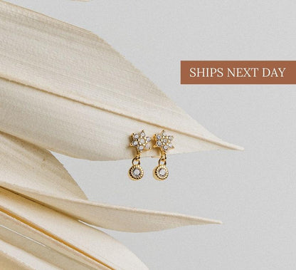 Minimalist Flower Diamond Stud Earrings