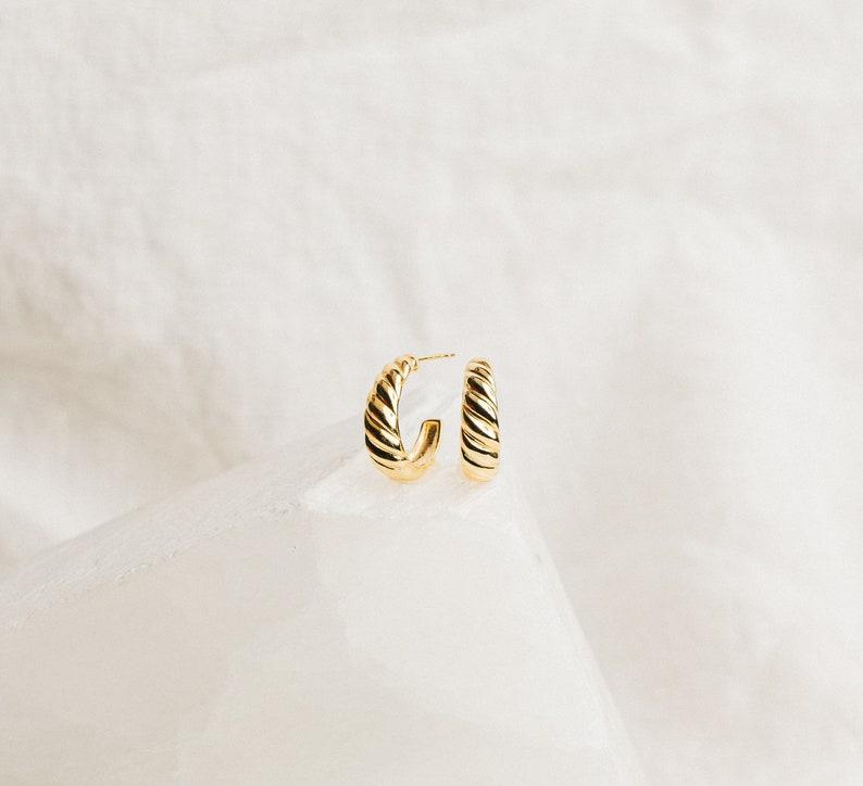 Gold Huggie Croissant Hoop Earrings