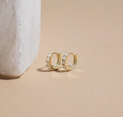 Dainty Opal and Diamond Earrings Set