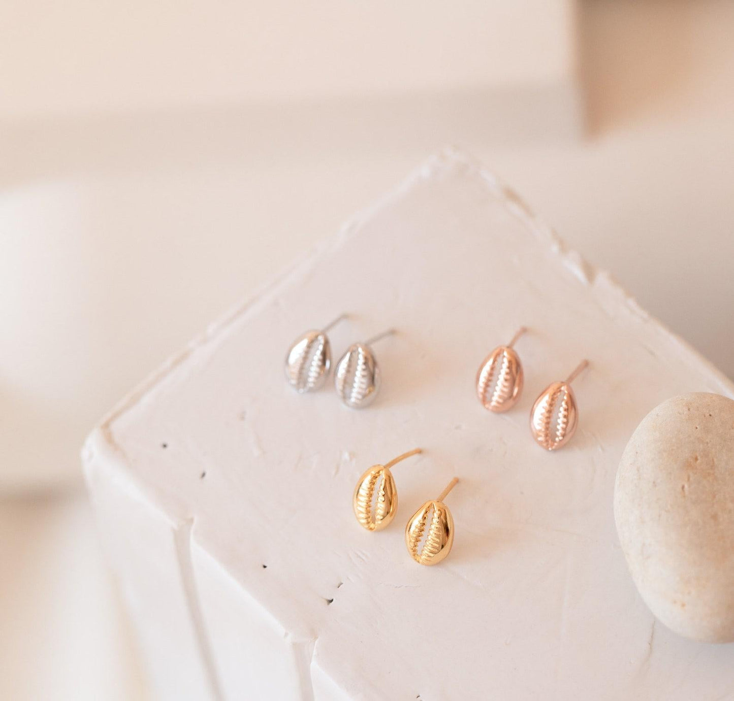 Personalized Cowry Shell Stud Earrings