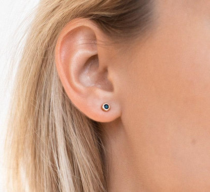 Minimalist Black Diamond Stud Earrings