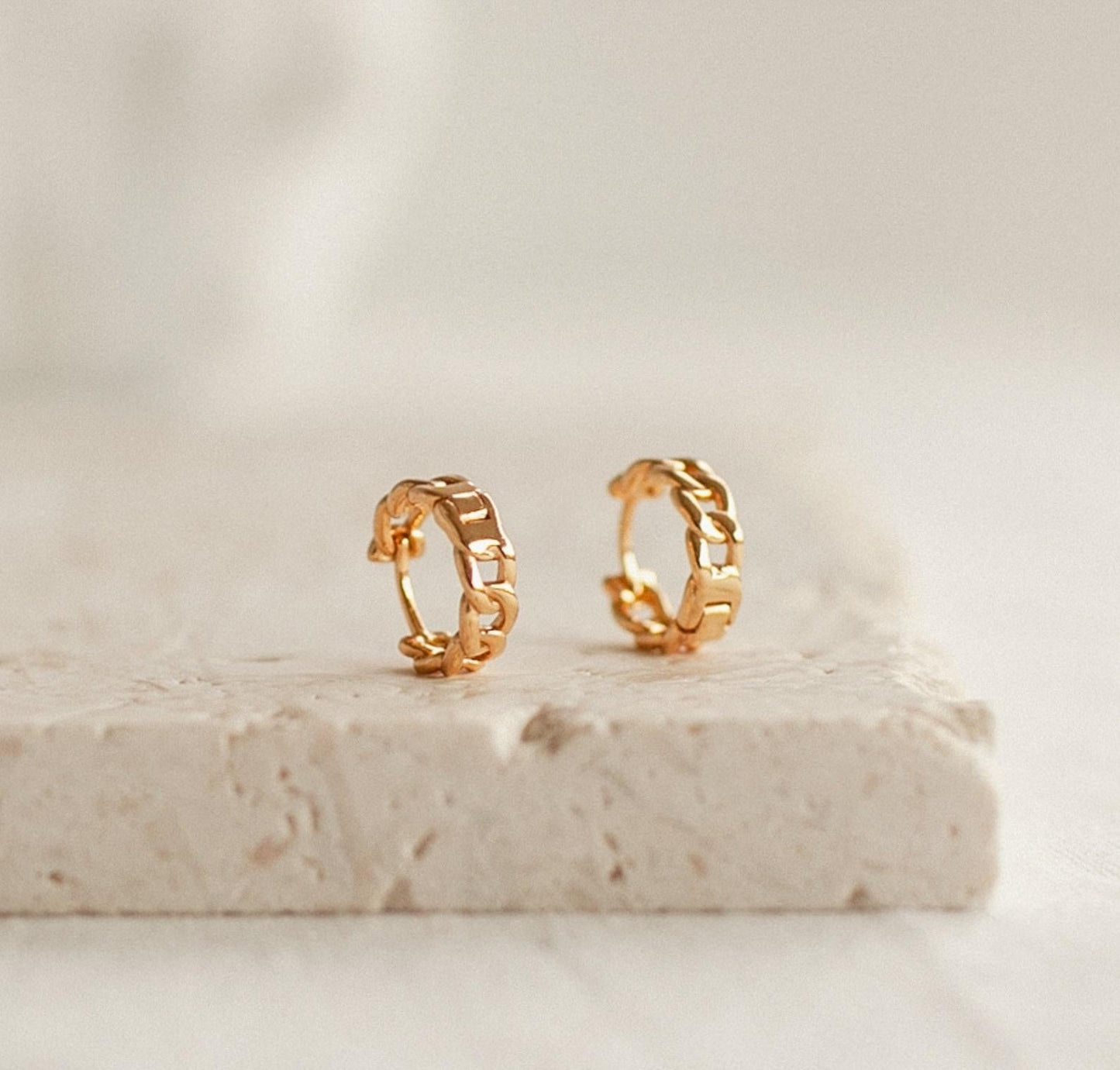 Personalized Gold Curb Huggie Earrings