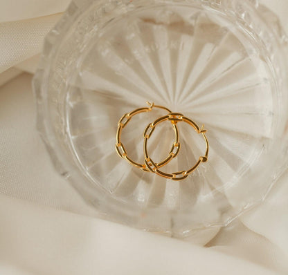 Gold Bold Link Hoop Earrings