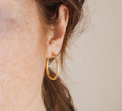 Gold Oval Hoop Earrings