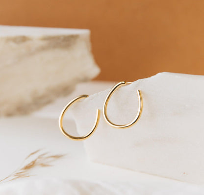 Gold Oval Hoop Earrings