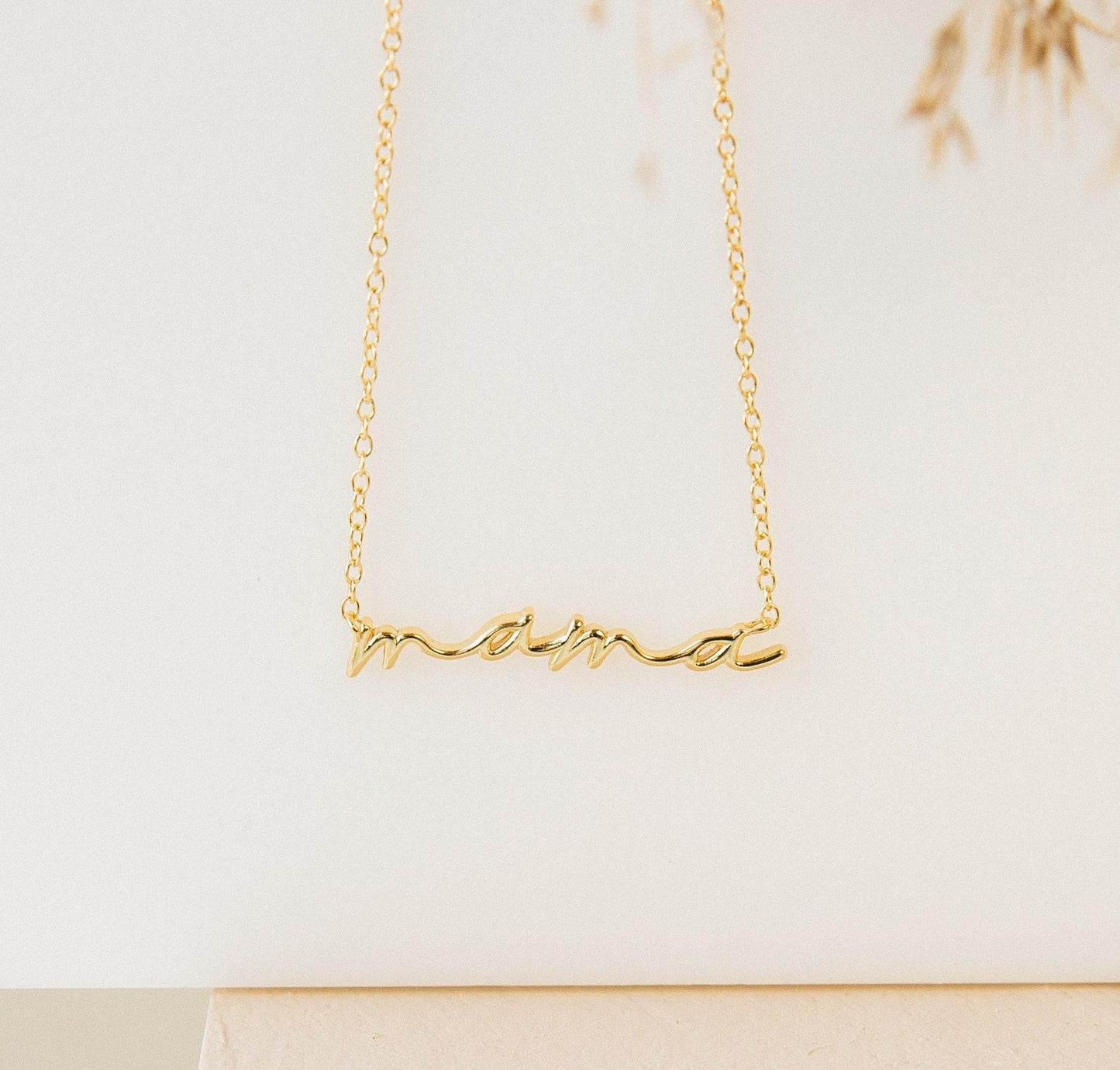 Dainty Mama Necklace in Sterling Silver and Gold