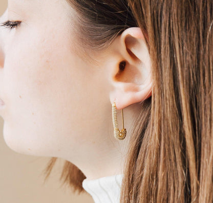 Minimalist Safety Pin and Geometric Hoops Set