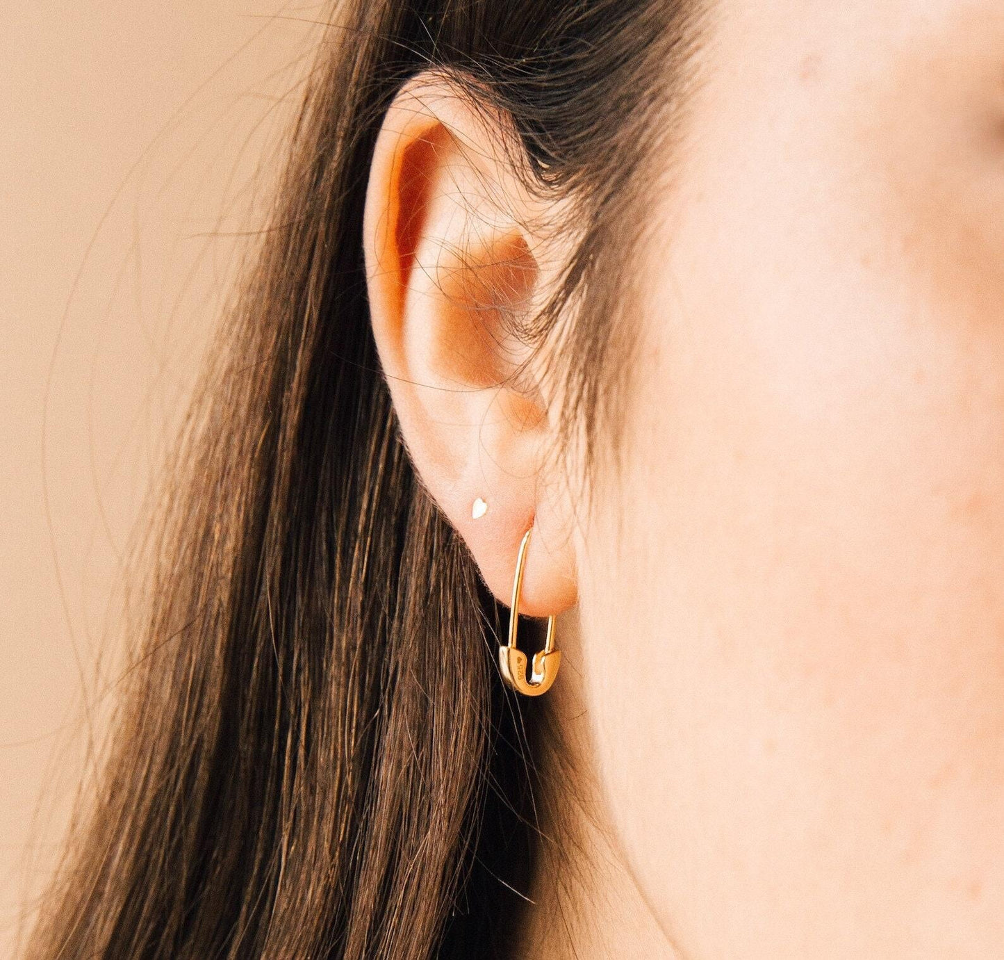 Minimalist Safety Pin and Geometric Hoops Set