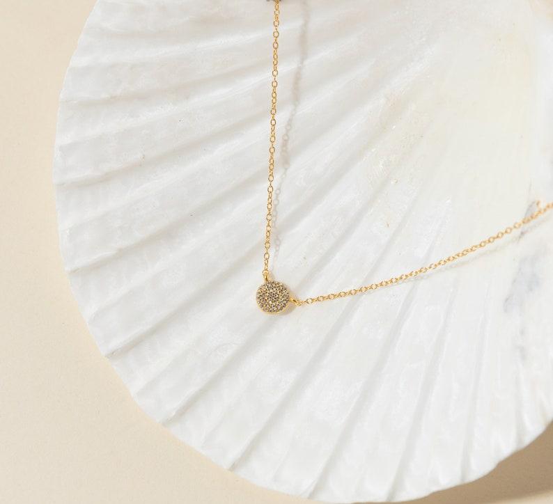 Personalized Pave Round Minimalist Necklace