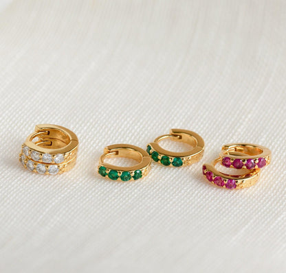 Personalized Birthstone Huggie Earrings Set