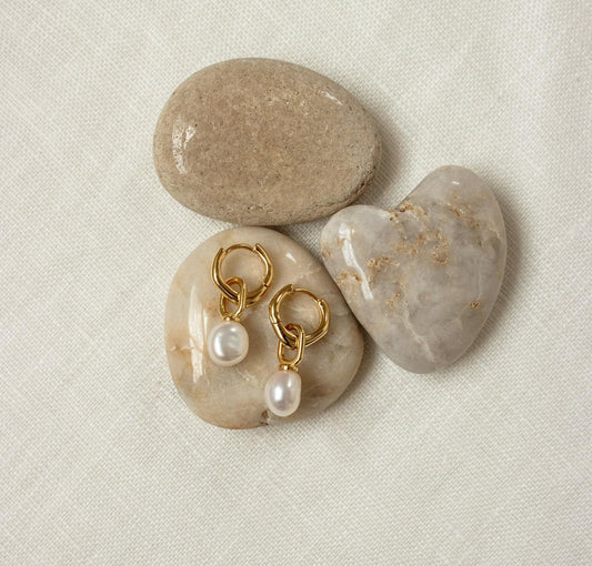 Personalized Pearl Hoop Earrings