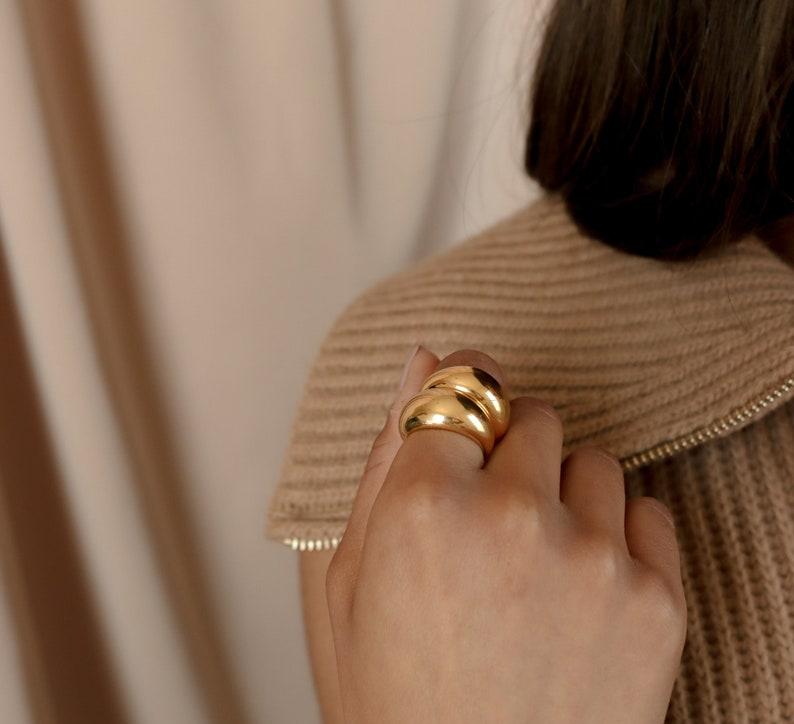 Gold Bold Dome Chunky Signet Ring