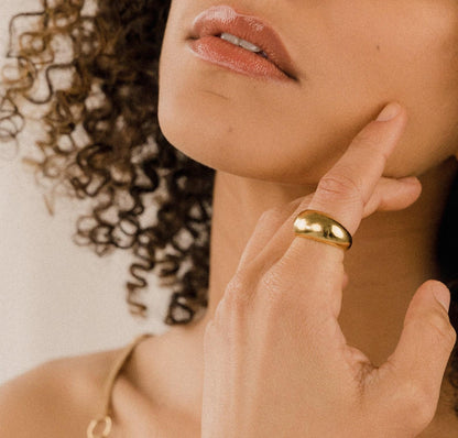 Gold Bold Dome Chunky Signet Ring