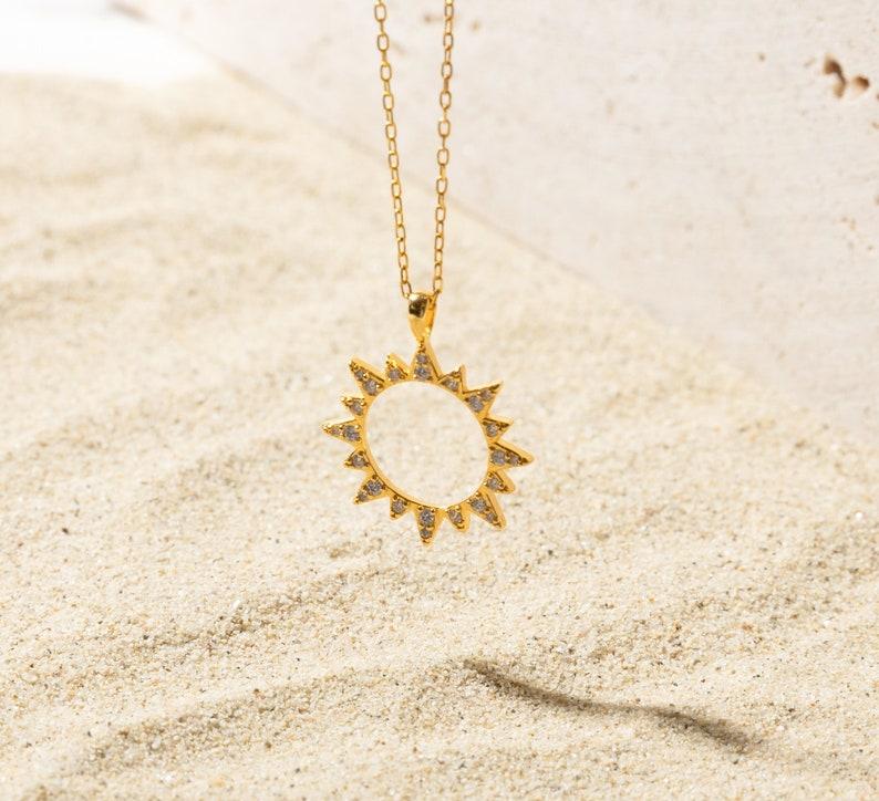 Personalized Pave Sun Minimalist Necklace