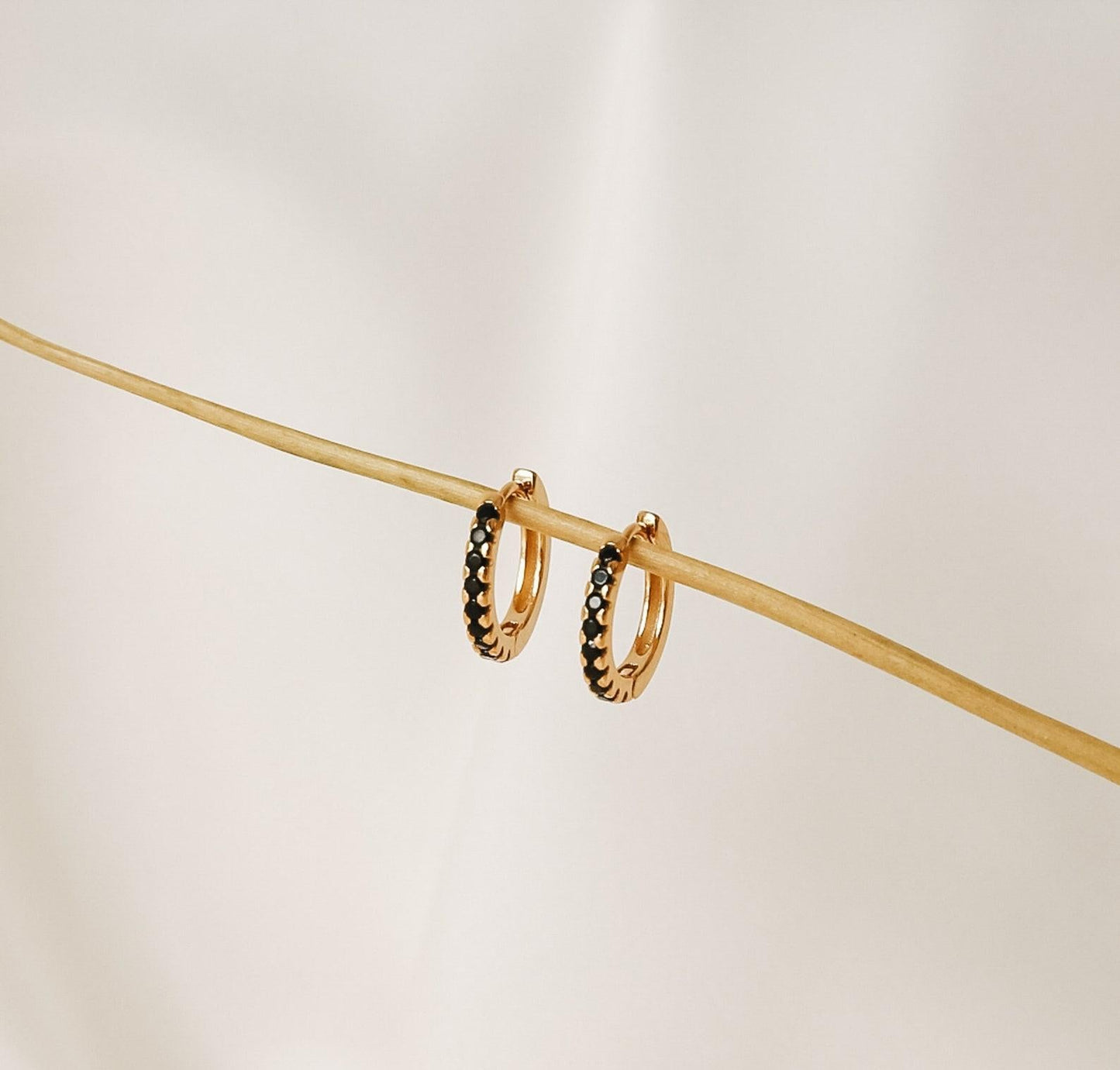 Personalized Onyx Hoop Earrings in Gold