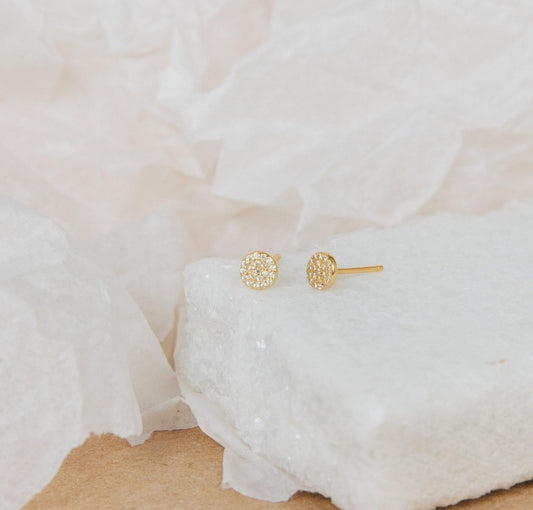 Personalized Pave Diamond Gold Stud Earrings