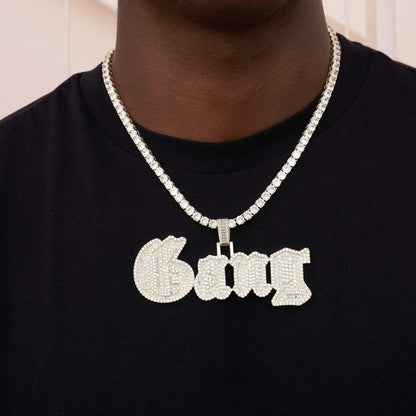 Gothic Font Baguette Necklace