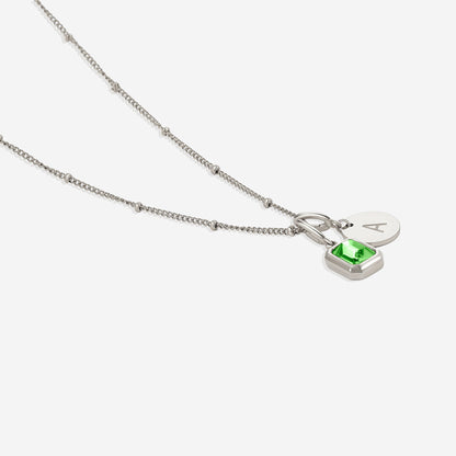 Initial Birthstone Baguette Necklace