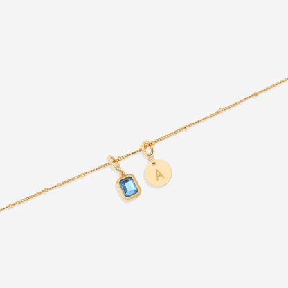 Initial Birthstone Baguette Necklace