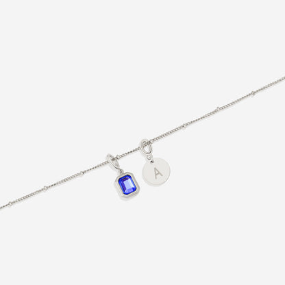 Initial Birthstone Baguette Necklace