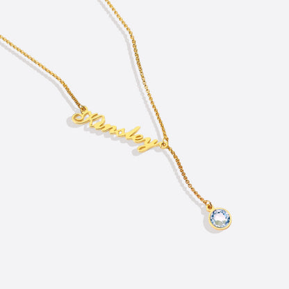 Personalized Birthstone Lariat Necklace