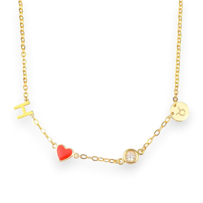 Personalized Heart Necklace with Diamond Accent