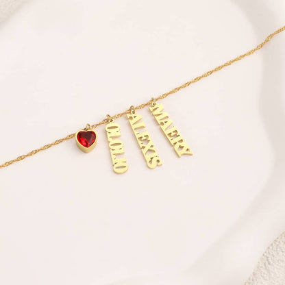 Personalized Singapore Chain Heart Birthstone Necklace