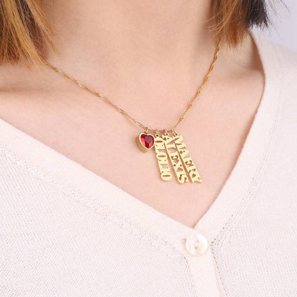 Personalized Singapore Chain Heart Birthstone Necklace