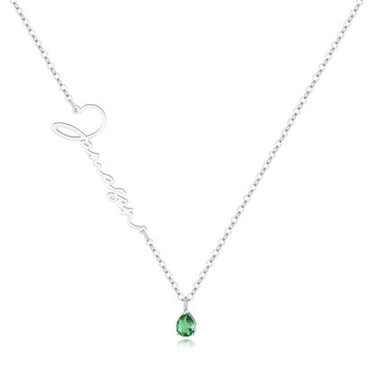 Custom Birthstone Name Necklace