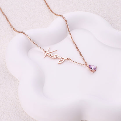 Custom Birthstone Name Necklace