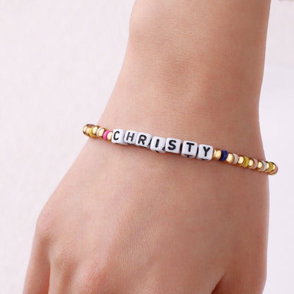 Personalized Waterproof Gold Rainbow Bracelet