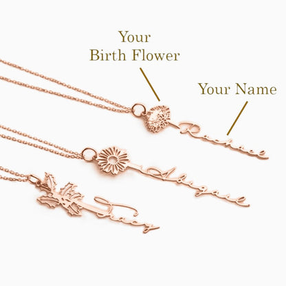 Customized Birth Flower Necklace