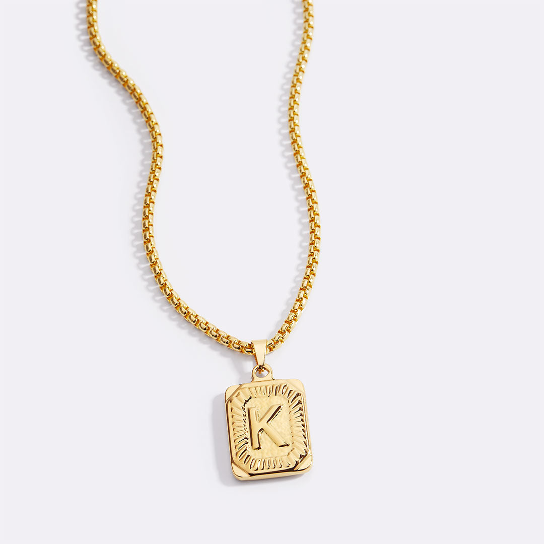 Personalized Initial Card Pendant Necklace