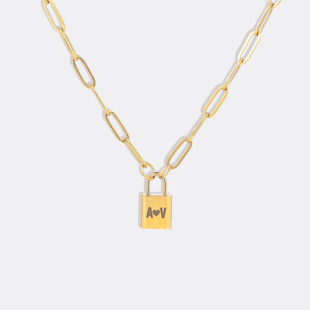 Personalized Initial Lock Pendant Necklace