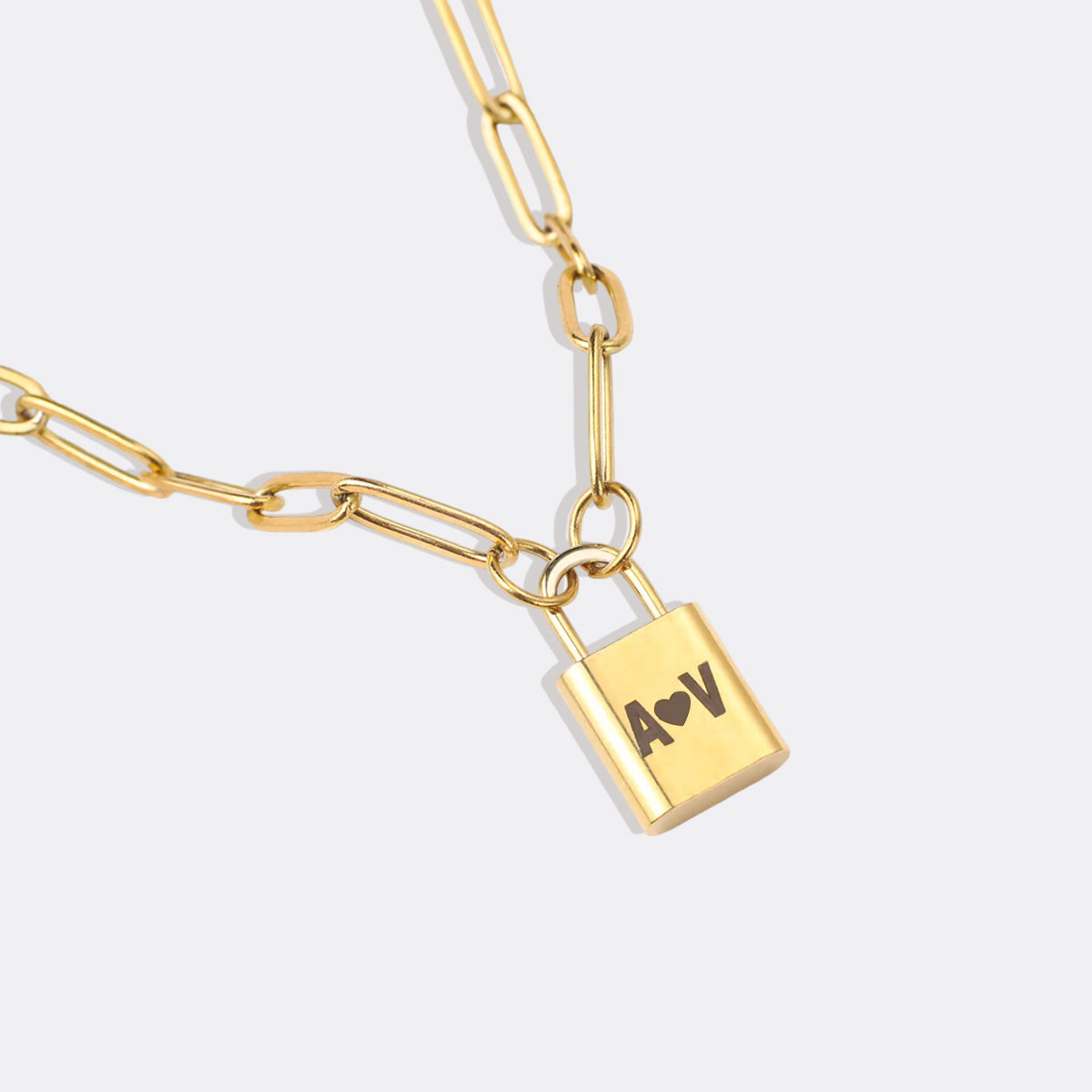 Personalized Initial Lock Pendant Necklace