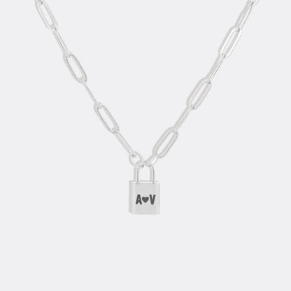 Personalized Initial Lock Pendant Necklace