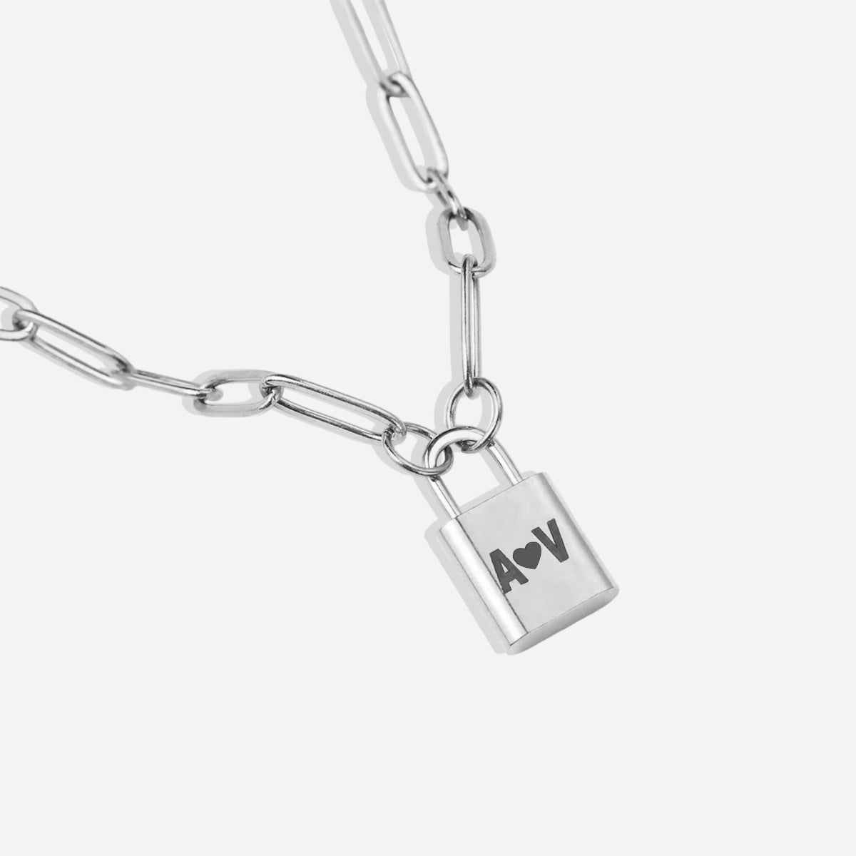 Personalized Initial Lock Pendant Necklace