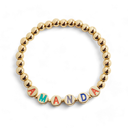 Personalized Rainbow Letter Gold Bracelet