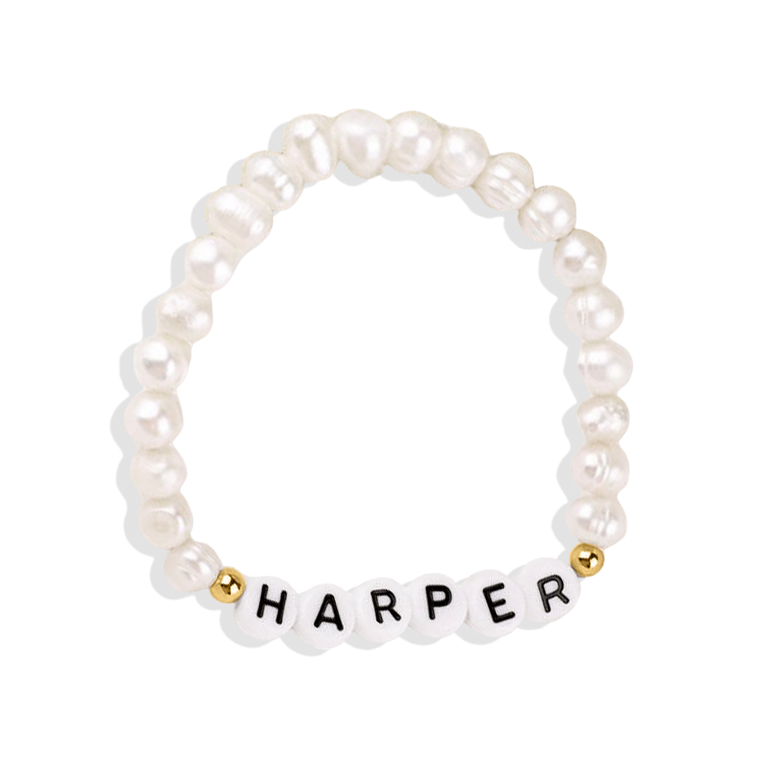 Personalized Pearl Beaded Bracelet