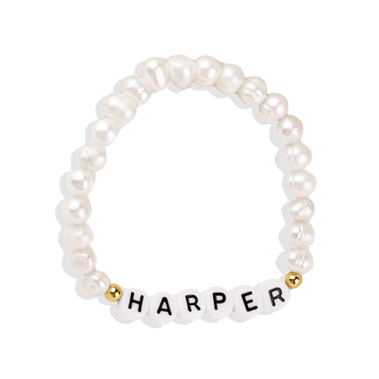 Personalized Pearl Beaded Bracelet