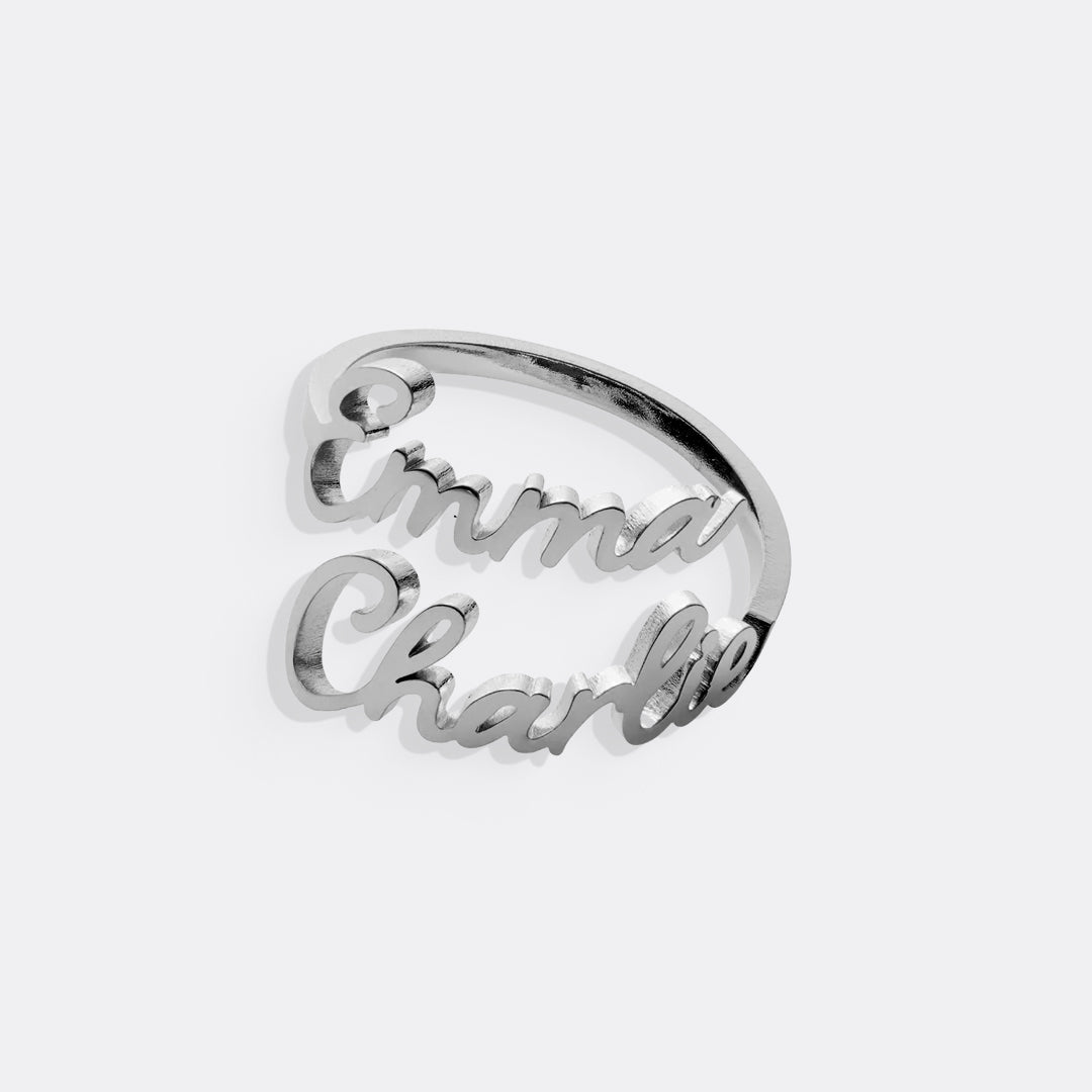 Personalized Double Name Ring