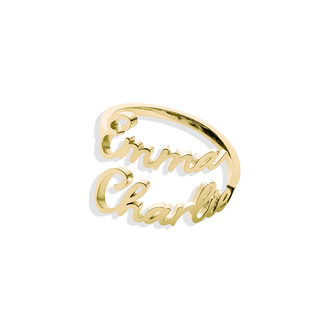 Personalized Double Name Ring