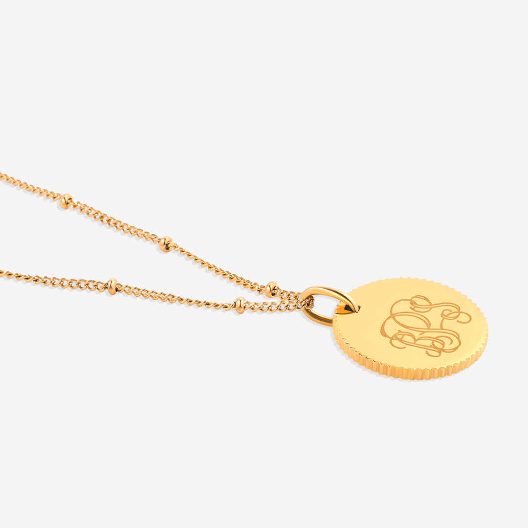 Personalized Scalloped Medallion Pendant Necklace